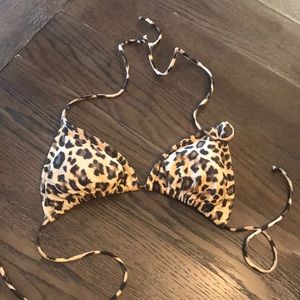 Leopard print string bikini top
